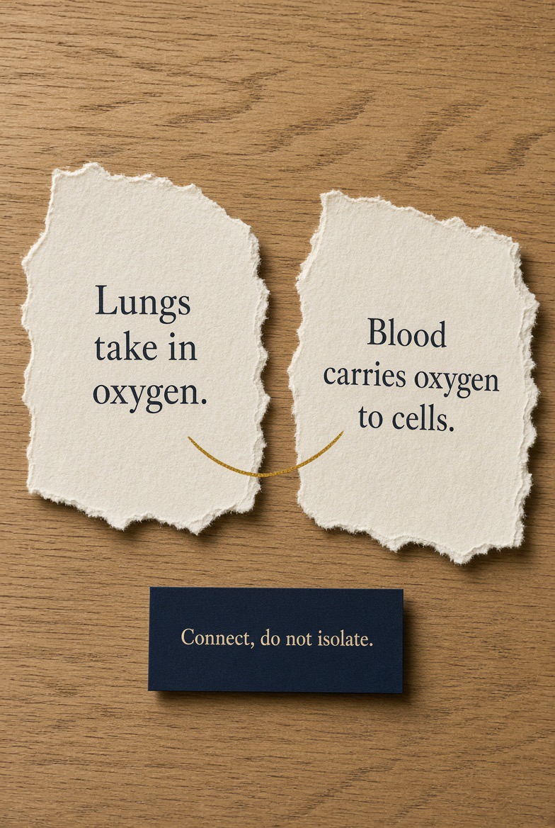 How to Revise GCSE Biology Effectively: From Facts to Exam Application 1 how to revise GCSE biology effectively showing Lungs take in oxygen." / "Blood carries oxygen to cells." — "Connect, do not isolate pictured by skinat tuition